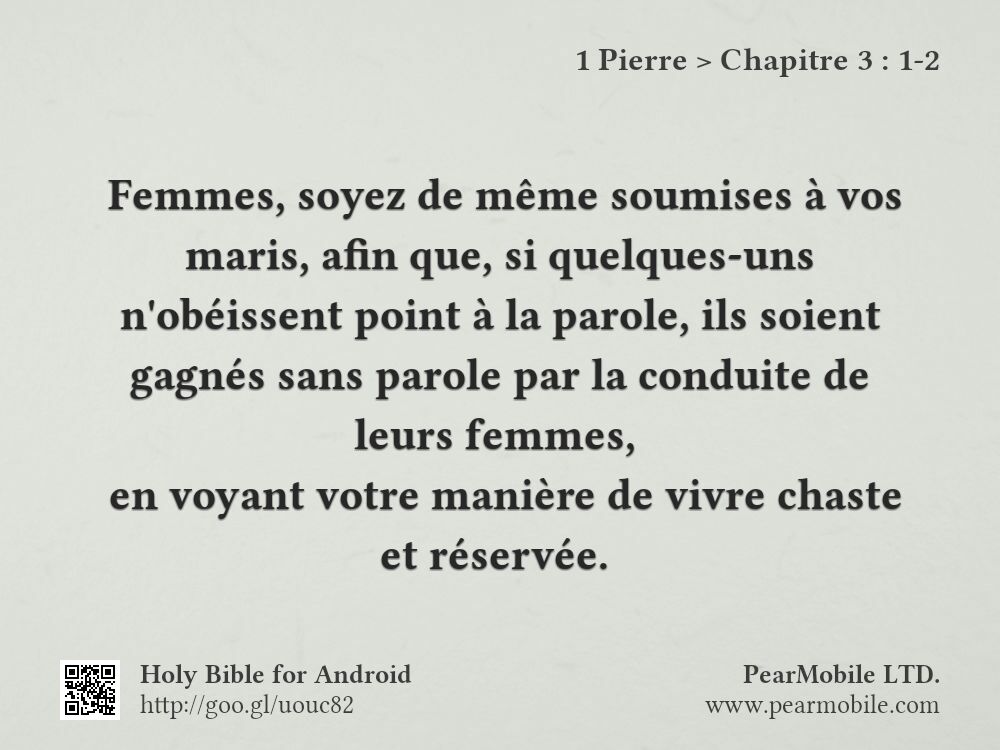 1 Pierre, Chapitre 3:1-2